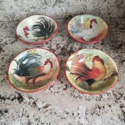Four Bowls Set Certified International Susan Winget Rooster