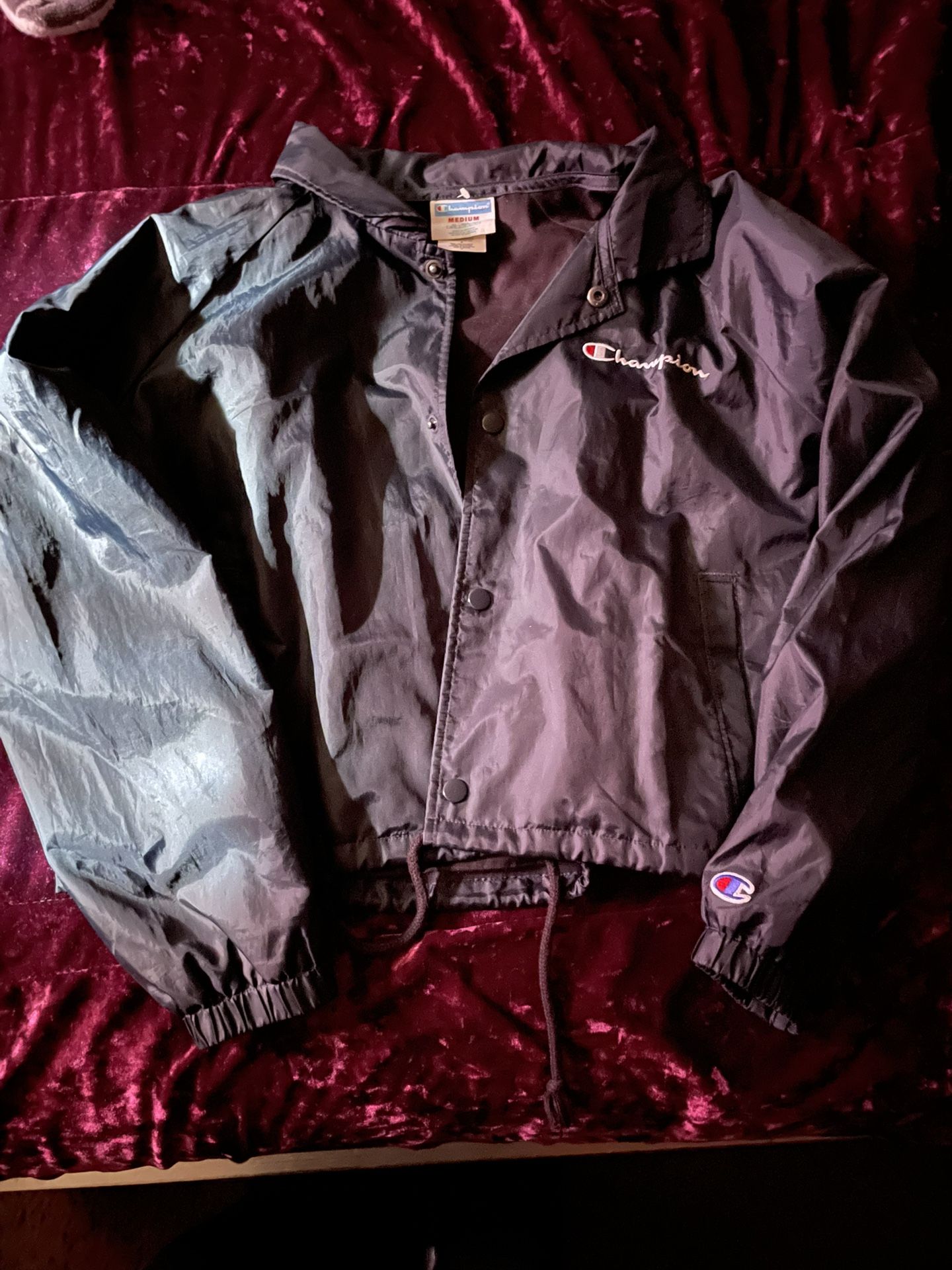 Black Trendy Champion Windbreaker