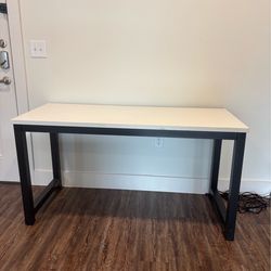 Large White Desk/ Table with Black Legs