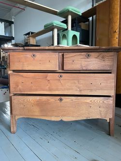 Golden Oak 4 Drawer Wood Dresser Buffet