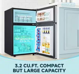 3.2 cu. ft. 2-Door Mini Refrigerator in Silver with Freezer