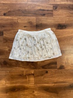 Abercrombie & Fitch brand White Beaded Embellished Mini Skirt