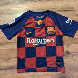 Nike Kids Barcelona Jersey Red and Blue Checkered Design