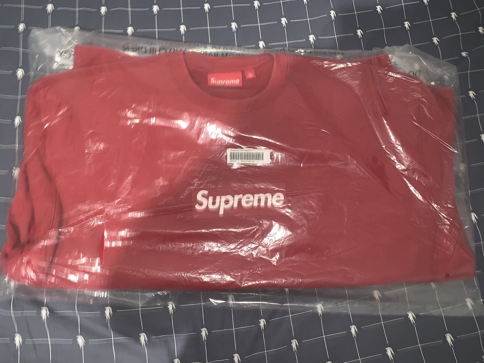 Supreme Washed Box Logo Crewneck Red Size Large 