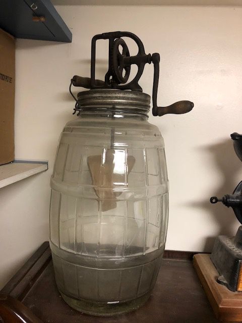 Antique Butter Churn - w/ Large Glass Jar