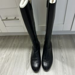 Nine West Black Leather Knee-High Boots (Size 8.5)