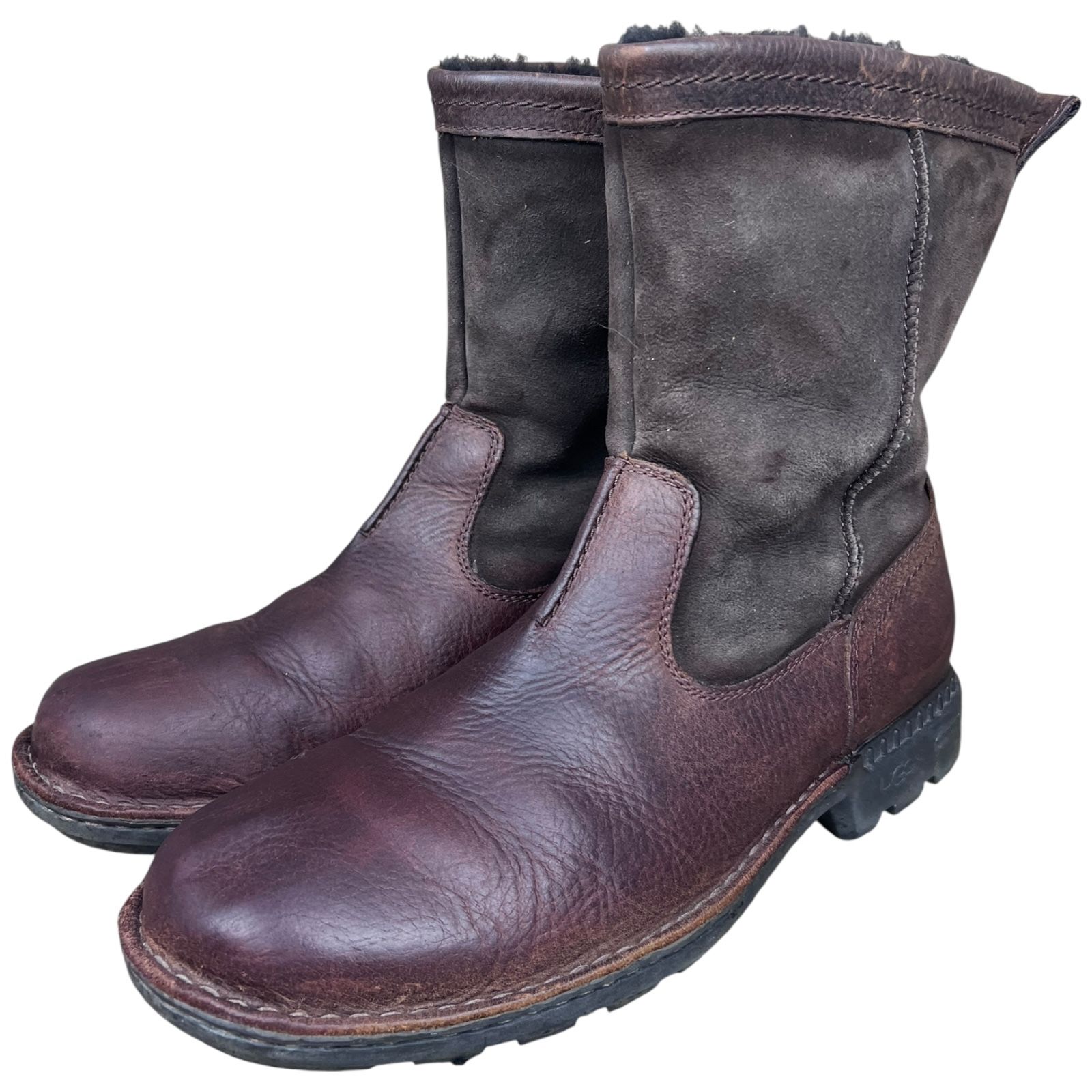 UGG Men's Hartsville Boots Brown Leather Suede Sheepskin Lined 3263 Size 11