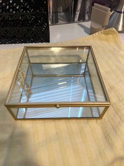 Glass and gold accent storage box