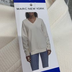 NEW MARC NEW YORK Woman’s Crew Sweater Top Cream  sz Large