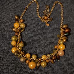 18” Vintage Goldtone Necklace With Multi-colored Pearls,By PD