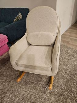 Upholstered Rocking Chair with Lumbar Pillow