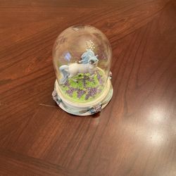 Porcelain Ceramic UNICORN RAINBOW OF LOVE Franklin Mint Domed Glass Globe  