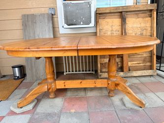 Solid Pine Oval Dining Table with Extension Leaf