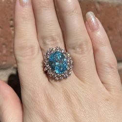 Blue Cubic Zirconia Ring 