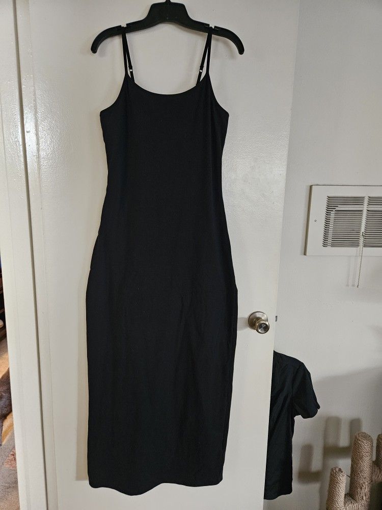 Express Scoop Neck Sleeveless Maxi Bra Cami Dress - Black - Size M