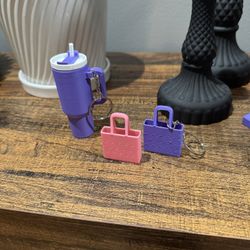 Bag And Water Bottle Keychains 