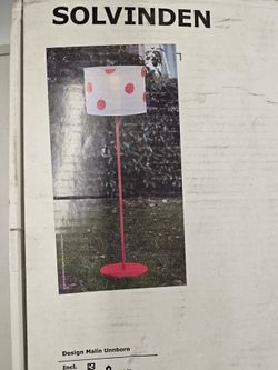 IKEA SOLVINDEN Outdoor LED Floor Lamp – Red & White Polka Dot