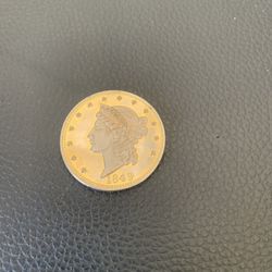 American 1849 Liberty Head Double Eagle Jumbo Gold-Layered COPPER ROUND 24k