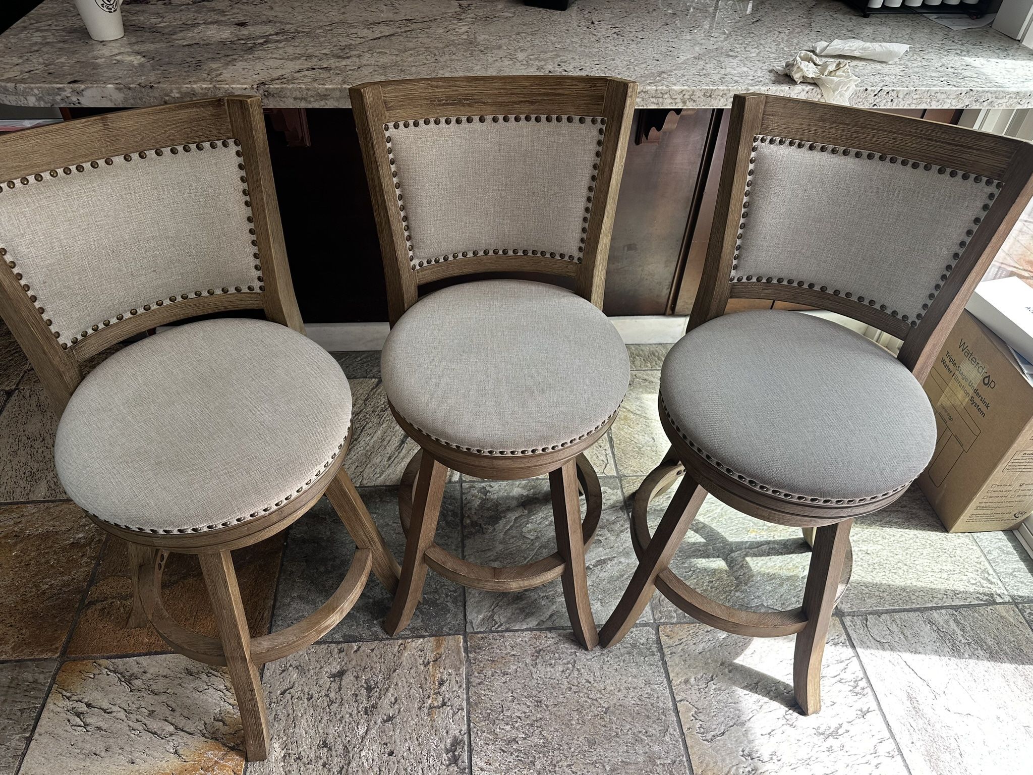 Falken Swivel Upholstered Counter Stool with Solid Wood Frame
