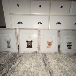 Set of 4 Woodland Animal Nursery Wall Art Prints