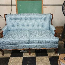 Blue Love Seat Newly Upholstery