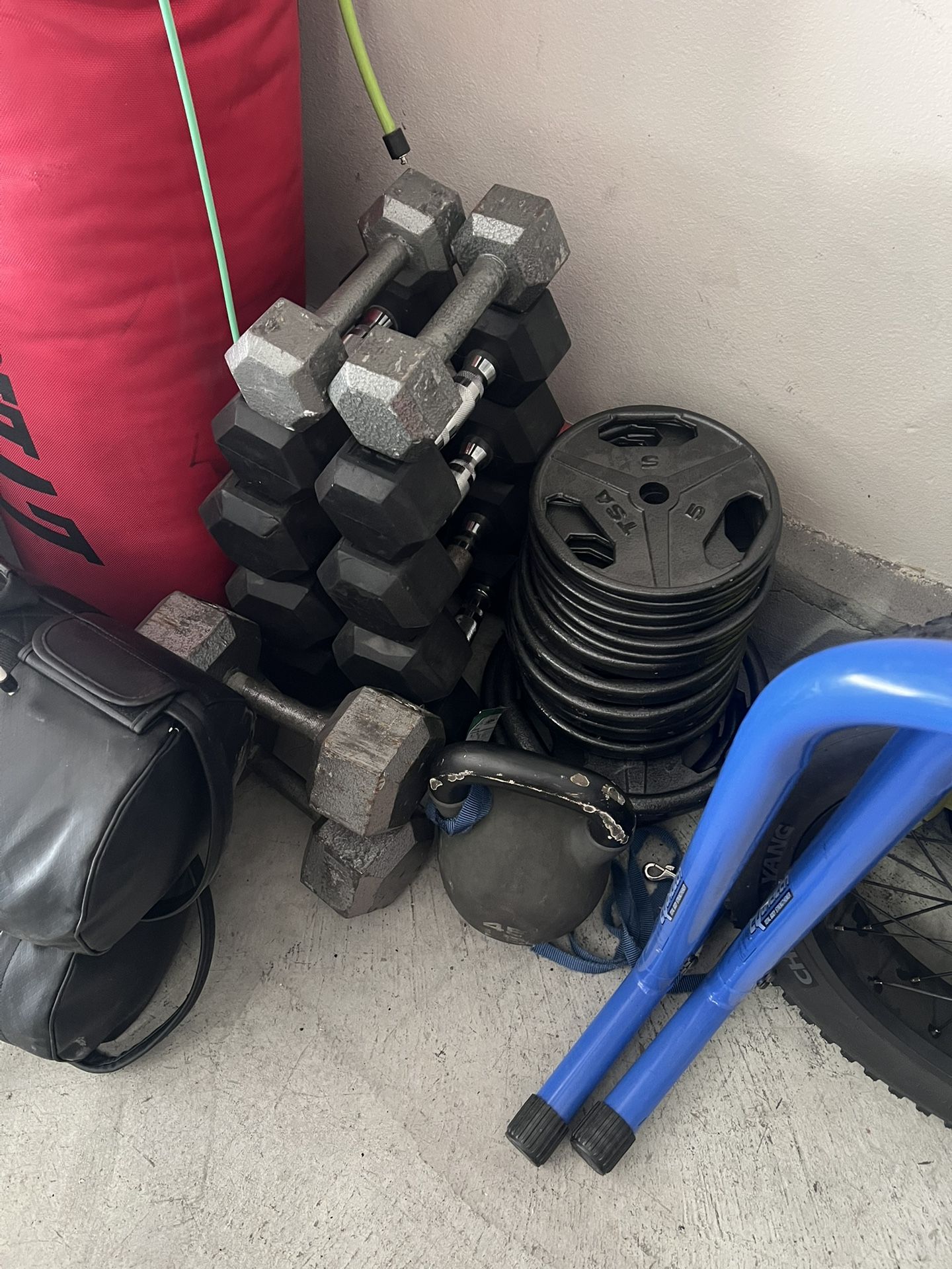 Dumbells /barbell and weights