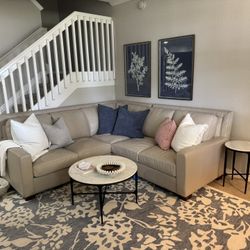 Beautiful Beige Leather Sectional Couch