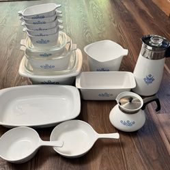 Vintage Corelle Corning Corn Flower Blue-White