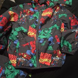 Boys Marvel Rain Jacket Detachable Hood 