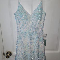 B. Smart Sequin Dress White Iridescent Party Mini Dress Women's Apparel Size 3. Vestido 