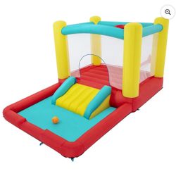 PlayDay Jump 'N Away Inflatable Bounce House with Play Features, Indoor/Outdoor, Ages 3+