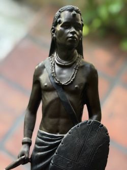 Bronze Looking PVC Maasai Warrior Statue