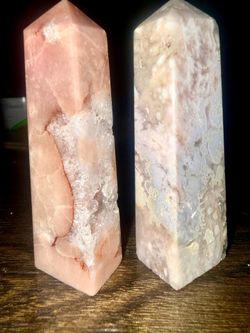 Bundle of Pink Amethyst x Flower Agate Crystal Towers
