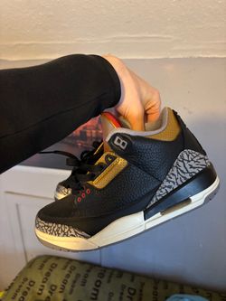 Air Jordan 3 Black Gold Cement Sneakers