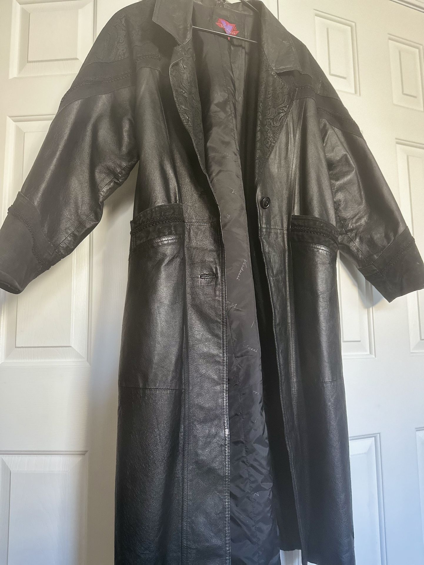Large leather trenchcoat