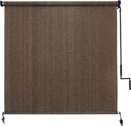 Outdoor Roller Shade 4' W x 8' H Cordless - One Pole Splicing Design Exterior Roll Up Blinds with One-Piece 90% UV Block Fabric for Patio, Backyard, P