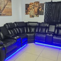 Black 🖤 Recliner Sectional Sofa//// Reclinable Negro A Estrenar 