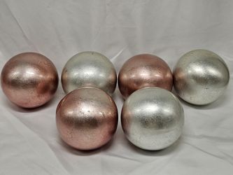 Decorative Metallic SPHERE 4 in. Diameter ORB 6 balls total home decor bowl art living designer