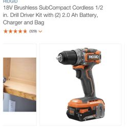 Ridgid Brushless SubCompact Drill 