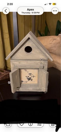 Apex unique wooden open doors birdhouse frame rustic