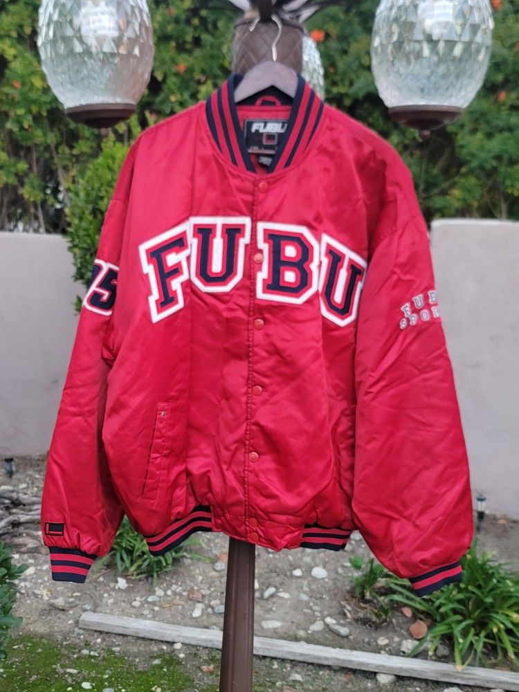 Vtg FUBU Satin Bomber Jacket