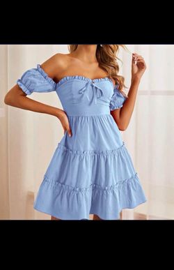 Light Blue Off the Shoulder Dress