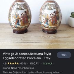 Decorated porcelain Japanese eggs