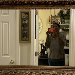 Large Vintage Mirror With Antique Gold Trim