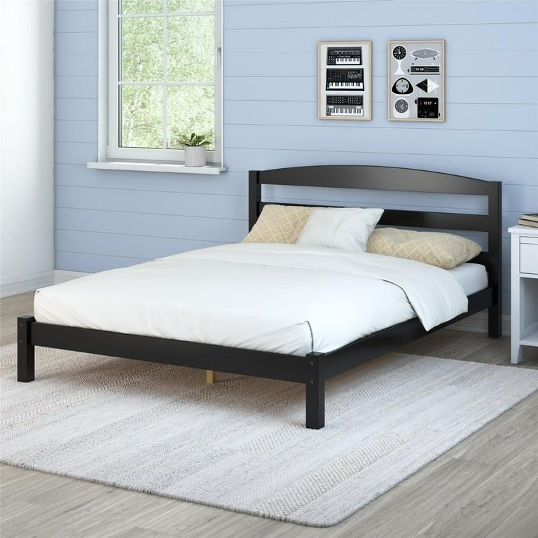 Better Homes & Gardens Leighton Solid Wood Platform Bed Frame, Full, Black
