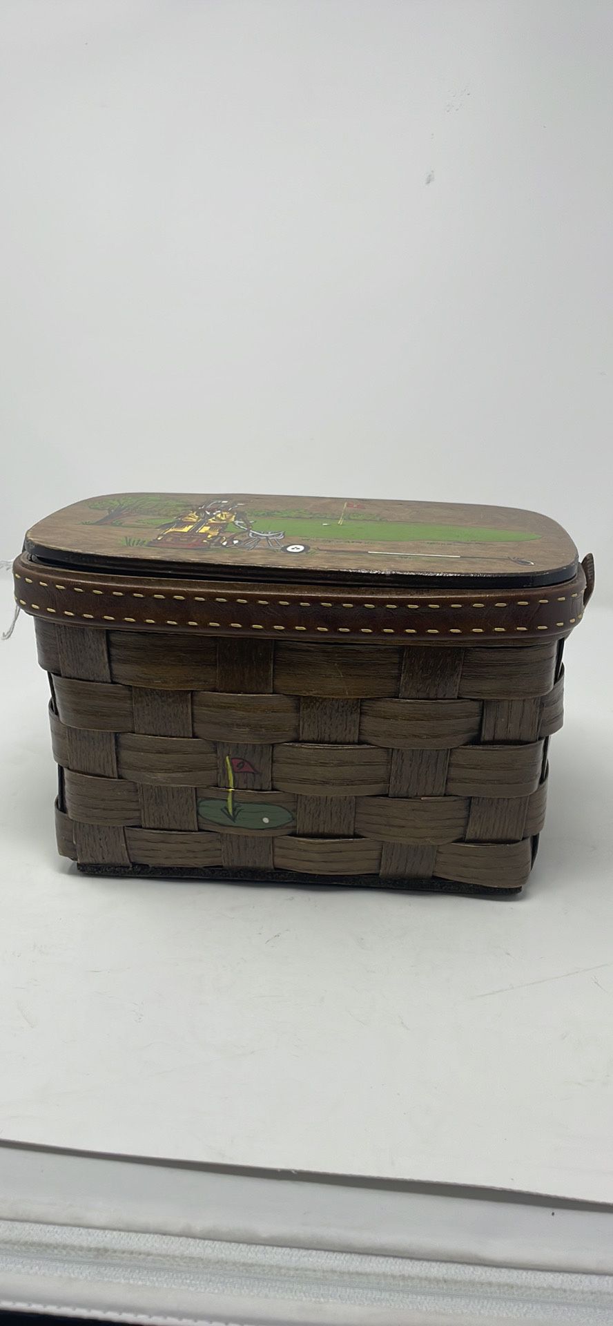 Vintage Wooden Basket - Caro Nan - SIGNED - Boho - Handbag - Market Basket - Purse - Wicker - Sewing Box - Fall - Basket - Golf 