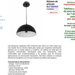 PINDODO lámpara colgante led tipo domo 2 piezas