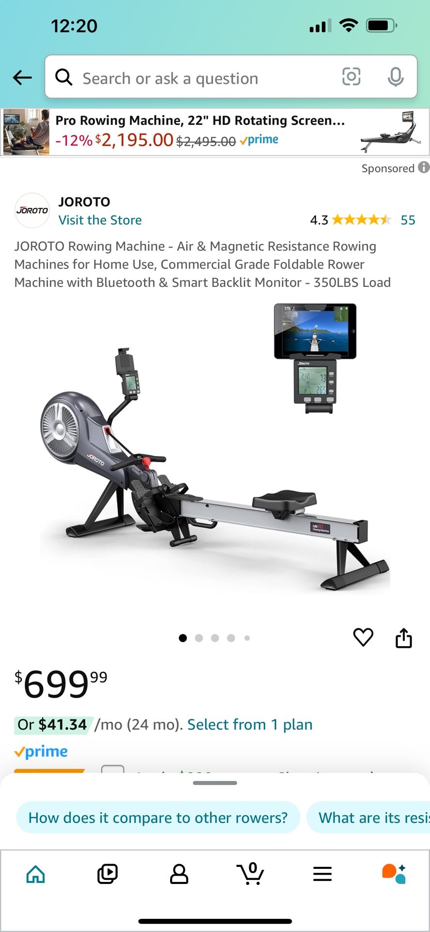 New, JOROTO Rowing Machine - Air & Magnetic Resistance Rowing Machines