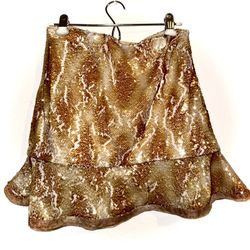 Womens Y2K No Tag Gold Sequin Party Skirt Size M/L Made Of A Stretchy Material. Looks Amazing And Stands Out. Perfect For The Night Club Dance Floor