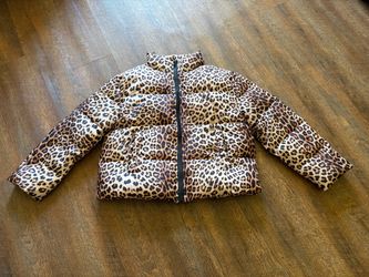 Womens cheetah print puffer jacket